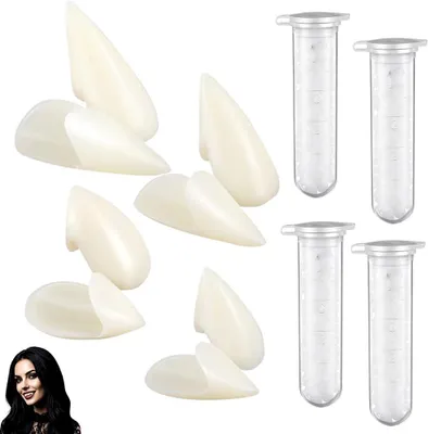Immagine prodotto di Set di denti da vampiro, 4 paia, riutilizzabili, per costumi di Halloween