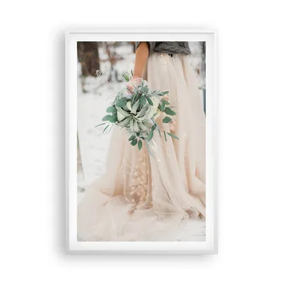 Produktbild von Gerahmtes Poster - Weißer Rahmen - Blumenstrauß Hochzeit Kleid - 61x91,5 cm - Wand Bild - Wanddeko - Wandbilder - Kunstposter - Wandposter - Bilderrahmen - Bilder - Kunstdruck - P2WPA61x91-5175