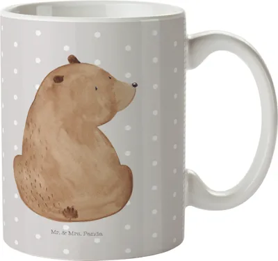 Produktbild von Mr. & Mrs. Panda Kindertasse Bär Schulterblick - Grau Pastell - Geschenk, Teddybär, Bärenliebe, Motivation, Pott, Weisheit, Selbstachtung, Trinklernbecher, Bären, Haferl