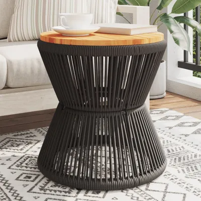 Produktbild von ZMH Couchtisch mit Drahtgestell Schwarz Ø 45x44 cm Akazienholz