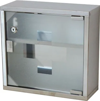 Produktbild von Natsen Edelstahl Medizinschrank 2 Ebenen Erste Hilfe Schrank Medikamentenschrank mit Schloss (Silber)