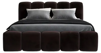 Produktbild von Polsterbett SONIC mit Bettkasten und Metallgestell 90 x 200 cm. Modernes Einzelbett mit Stauraum, mit Matratze. Farbe: Dunkelbraun
