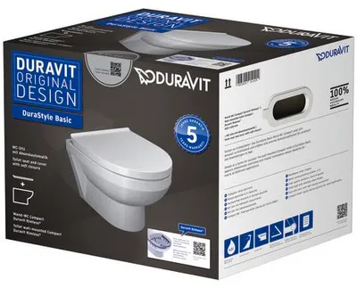 Produktbild von Duravit No.1 Wand-WC Set  Compact Tiefspüler, rimless, inkl.WC-Sitz