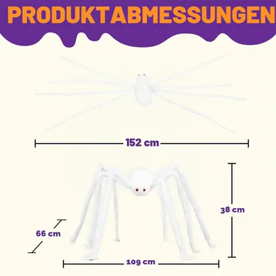 Produktbild von Halloween-Spinne 150 cm weiß, große gruselige Deko, künstliche Riesenspinne