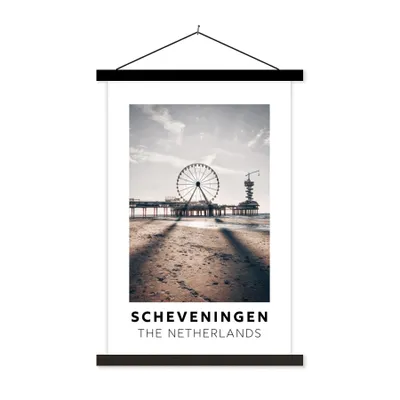 Produktbild von MuchoWow® Textilposter Niederlande - Scheveningen - Reuzenrad 60x90 cm mit schwarzem Rahmen - Poster Wohnzimmer