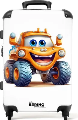 Obrázek produktu pro NoBoringSuitcases.com - Velký kufr - Dětský kufr Monster Truck Boy - Cestovní kufr na 4 kolečkách - Vozík na kolečkách 72 litrů - Dětský kufr na kolečkách velký - Prostorné zavazadlo 20 kg - Středně velký lehký kufr - Zavazadla a cestovní doplňky velkýKufr střední 67x43x25 cm, 72L,
