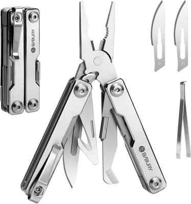 Productafbeelding van Mini multitool 10-in-1, met glasbreker en riemclip, voor kamperen