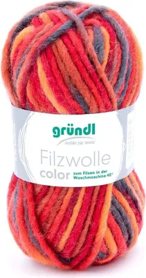 Produktbild von Gründl Filzwolle color, 50 Gramm,100 % Schurwolle, Filzen in der Waschmaschine 21 Kirsche