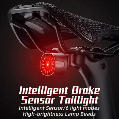 Obrázok produktu pre WEST BIKING Inteligentné zadné svetlo na bicykel Nabíjateľné zadné svetlo s vysokým jasom Výstražná lampa na bicykel Vodotesná so 6 svetelnými režimami pre MTB Mountain Bike Road Bike