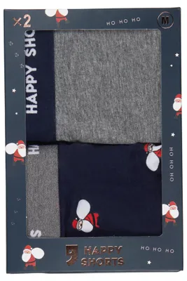 Immagine prodotto di Happy Shorts Boxer retrò da uomo, confezione da 2, Jersey XMAS - Babbo Natale - Taglia XXL