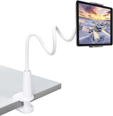 Produktbild von CLM-Tech Tablet Halterung Bett Kindle Halter Schwanenhals Handy Smartphone weiß