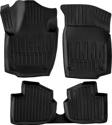 Produktbild von SCOUTT | 3D TPE Gummifußmatten Gummimatten Passend Für Skoda Rapid 2012-2019 5tlg, Schwarz, Anti-Rutsch, Geruchsneutral, Abwaschbar, Allwetter, Hohes Rand, mit Befestigungen