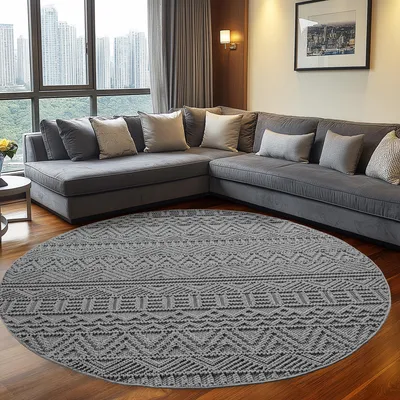 Produktbild von Teppium Teppich Wohnzimmer Bouclé Schlingenflor Skandi Stil Vintage Design Robust Superweich für Schlafzimmer, Grösse: 200 cm Rund
