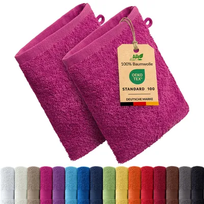 Produktbild von 2er-Set ARIZONA Handtuch-Serie von AR Line – 100% Baumwolle, 500 g/m², 2er-Set Waschhandschuhe 15x21 cm, Farbe: Pink