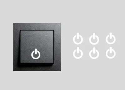 Power-Symbol-Aufkleber, weiß, 10 mm, 6 Stück