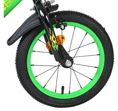 Produktbild von Volare Strike Kinderfahrrad – Jungen – 14 Zoll – Schwarz-Grün – Zwei Handbremsen