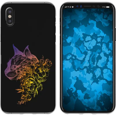 Produktbild von PhoneNatic Case kompatibel mit Apple iPhone X / XS Silikon-Hülle Floral Katze M2-3