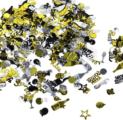 Produktbild von Oblique Unique Konfetti 30. Geburtstag Jubiläum Zahl 30 Happy Birthday Mix als Tisch Deko Streudeko - schwarz gold silber