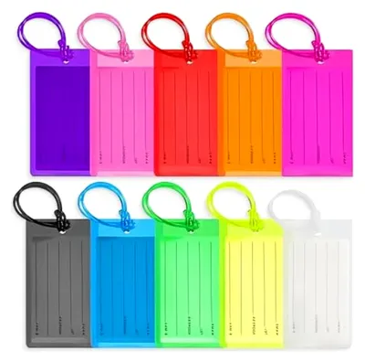 Produktbild von 10 Stück Gepäckanhänger für Kreuzfahrten, transparente Kofferanhänger mit verschraubbarem Metallband, wasserfest