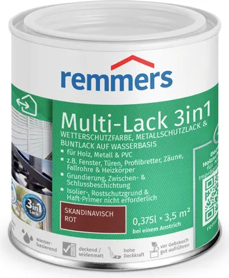 Produktbild von Remmers Multi-Lack 3in1 skandinavisch rot 0,375 l, Lackfarbe