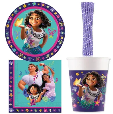 Produktbild von Encanto Geburtstagsdeko Partysyet 48 tlg. Deko Kindergeburtstag Partyartikel Einweggeschirr Teller Becher Servietten