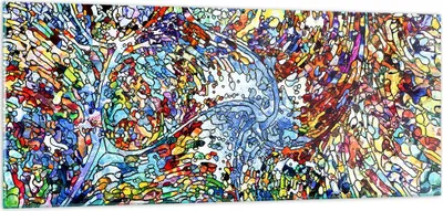 Produktbild von Bilder auf glas - Abstraktion modern - 100x40cm - Glasbilder - Wandbilder - Kunstdruck - zum Aufhängen bereit - Wanddekoration aus Glas - Glas Bilder - Wandbild auf Glas - Einteilig - GAB100x40-4045