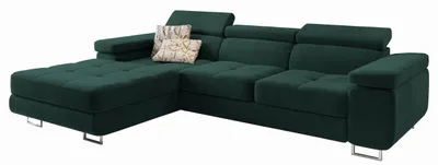 Produktbild von Masseno Ecksofa ELMA L-S mit Schlaffunktion L-Form, Sofa mit Bettkasten, Wohnzimmersofa, Couch, Soffa, Bettsofa, Couchgarnitur- Grün, MONOLITH 37