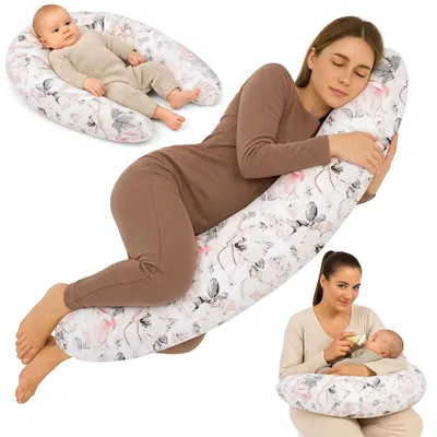 Immagine prodotto di Cuscino per l'allattamento xxl cuscino per il sonno laterale in cotone - Cuscino per la gravidanza Cuscino per la gravidanza per adulti 165x70 cm Wild Rose