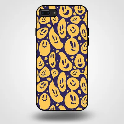 Produktbild von Smartphonica Handyhülle für iPhone 7/8 Plus mit Smiley-Druck - TPU-Rückseite Fall Emoji-Design - lila gelb
