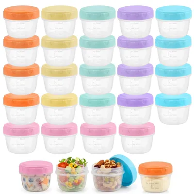 24 Gefrierdosen klein mit Messskala, 80 ml, BPA-frei, stapelbar