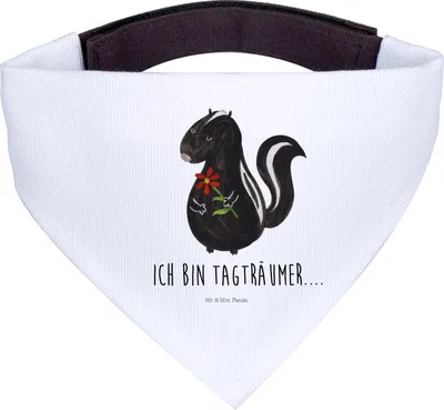 Produktbild von Mr. & Mrs. Panda Bandana Stinktier Blume - Weiß - Geschenk, Raubtier, Stinker, Dreams, Dreieckstuch, Hundehalstuch, Wildtier, Träume, Hunde Hals Tuch, Halstuch für Hund