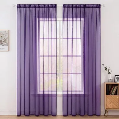 Obrázok produktu pre Ibenzoa® Transparentné závesy Voilegardinen, 2-dielna sada – 140 x 265 cm, 100% polyester, s pútkami, priehľadné závesy vhodné do spálne a obývačky