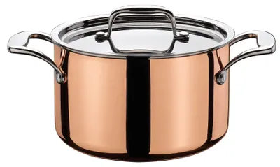 Fleischtopf mit Deckel, 16 cm, 2 L, Edelstahl mit Kupferaußenschicht, Induktion