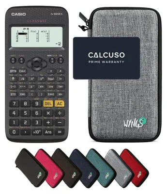 Produktbild von Casio fx-82DE X ClassWiz inkl. WYNGS Schutztasche Hellgrau - Wissenschaftlicher Taschenrechner - Basic Set