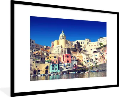 Produktbild von MuchoWow® Gerahmtes Poster Haus - Meer - Italien 90x60 cm - Poster mit Schwarzem Bilderrahmen Wandposter Rahmen Foto Bilder - Wanddekoration - Fotos