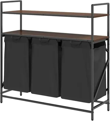 Obrázok produktu pre Košík na prádlo s doskou - Košík na oblečenie Wasopberger - Triedenie oblečenia - Vytiahnutelné vrecká na prádlo - 99 x 33 x 97 cm