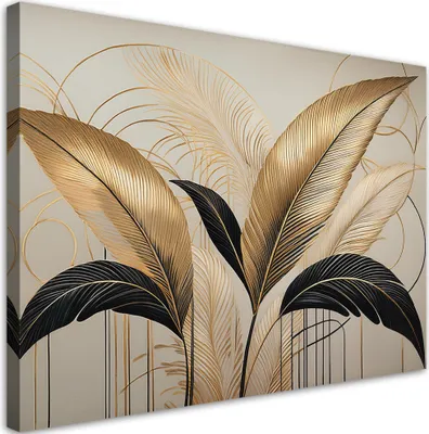 Produktbild von Leinwandbild Blätter Boho Botanisch 100x70 Feeby Beige bild für die wand bereit zum aufhängen