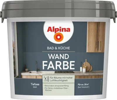 Produktbild von Alpina Wandfarbe für Küche & Badezimmer Tiefsee 2,5 L
