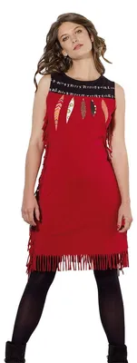 Produktbild von Caline Damen-Minikleid mit Fransen, Schwarz-Rot, Ärmellos, Boho-Stil, Federprint