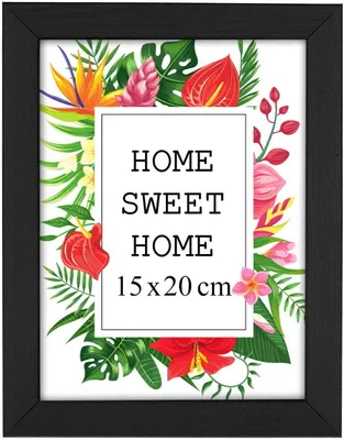 Produktbild von MG Design Bilderrahmen 15 x 20 cm - Farbe Schwarz aus Holz, mit Acrylglas - zum vertikalen oder horizontalen Aufhängen/Aufstellen, für Fotos