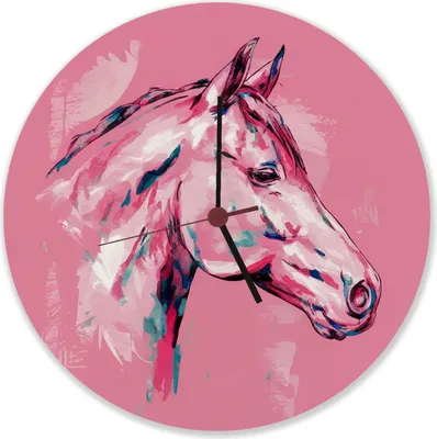 Produktbild von Pferdekopf im Aquarellstil Wanduhr aus Alu - Kunstvolle Uhr für Pferdeliebhaber