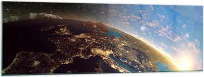 Produktbild von Bilder auf glas - Kosmos Erde - 160x50cm - Glasbilder - Wandbilder - Bilder - Kunstdruck - zum Aufhängen bereit - Wanddekoration aus Glas - Glas Bilder - Wandbild auf Glas - Einteilig - GAB160x50-3809