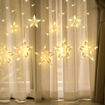 Obrázek produktu pro Yakimz 138 LED pohádkové světlo hvězdy s 8 režimy a paměťovou funkcí vánoční světla hvězda opona s 12 hvězdami