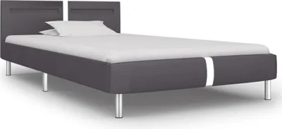Produktbild von vidaXL Bettgestell mit LED Grau Kunstleder 90x200 cm