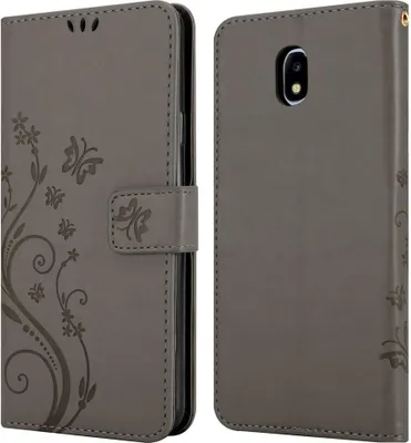 Image de Cadorabo Housse pour Samsung Galaxy J5 2017 Housse de protection grise Housse pour téléphone portable Etui Case Fleurs Flower