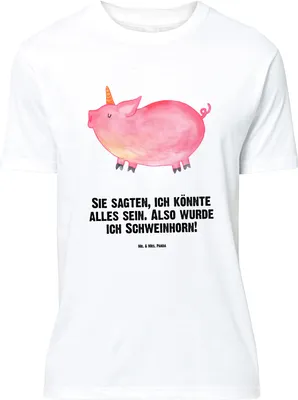 Produktbild von Mr. & Mrs. Panda Größe XL T-Shirt Einhorn Schwein - Weiß - Geschenk, English, Shirt, Tshirt, mit Spruch, Unicorn, Bauer, Englisch