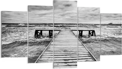 Produktbild von Bild auf Leinwand - Leinwandbild - Brücke Meer Welle - 160x85cm - Wand Bild - Wanddeko - Wandbilder - Leinwanddruck - Bilder - Kunstdruck - Wanddekoration - Leinwand bilder - Wandkunst - EA160x85-3637