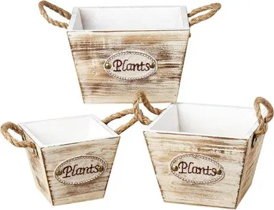 Produktbild von Holzkisten Set, shabby, 3-teilig, Pflanzenbox, Dekoration