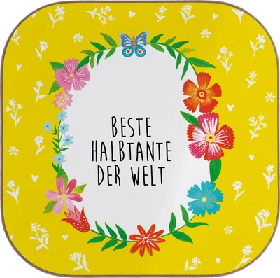 Produktbild von Mr. & Mrs. Panda Tassen Untersetzer Halbtante - Weiß - Geschenk, Familie, Stiefgeschwister, Gläser, gläseruntersetzer, für, Stief, weinuntersetzer, Tischuntersetzer