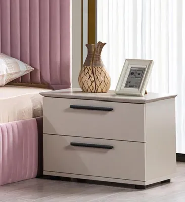 Produktbild von Luxus Bett Schlafzimmer Möbel 2x Nachttische Bett Set Einrichtung Rosa 3tlg.